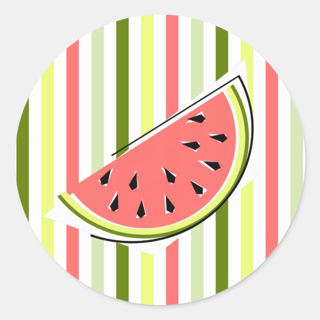 Wassermelon Slice Streifen dünn Runder Aufkleber (Vorderseite)