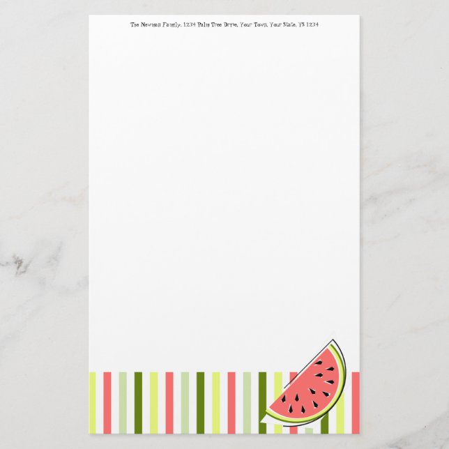 Wassermelon Slice Stripe Thin Text Briefpapier (Vorderseite)