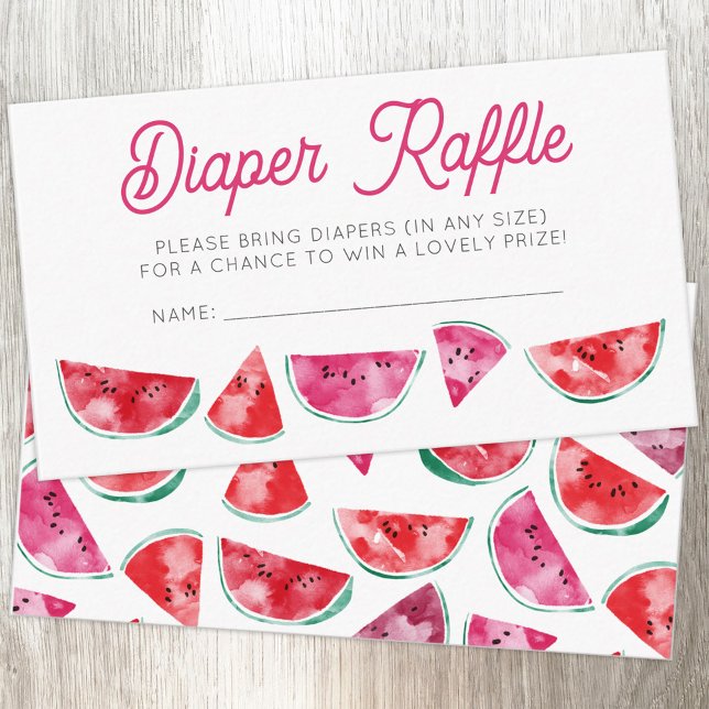 Wassermelon Wasserfarben Kinderdusche Windelwanne  Begleitkarte (Watermelon watercolor custom text baby shower diaper raffle enclosure card)