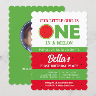 Wassermelone 1. Geburtstag Einladung mit Bild