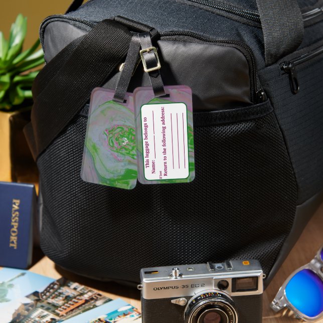 Wassermelone Acrylic Pour Gepäckanhänger (Vorderseite & Rückseite)