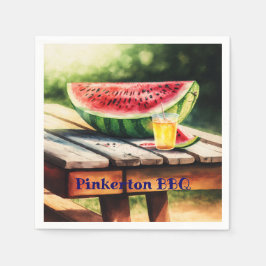 Wassermelone am Picnic-Tisch Serviette