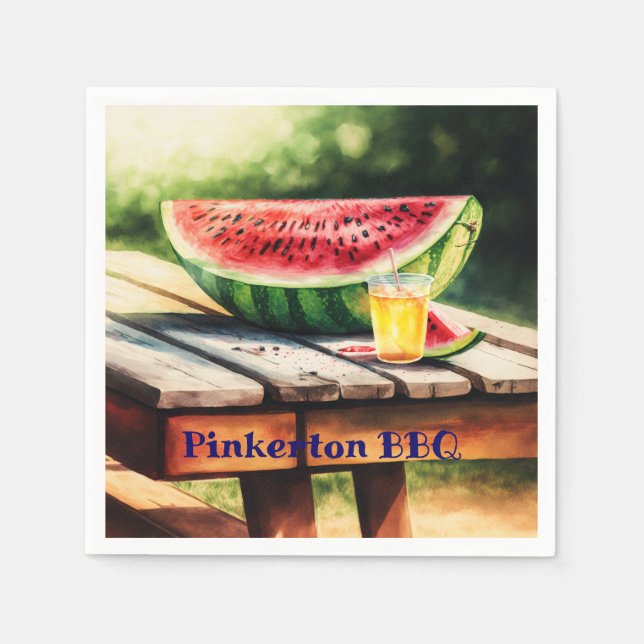 Wassermelone am Picnic-Tisch Serviette (Vorderseite)