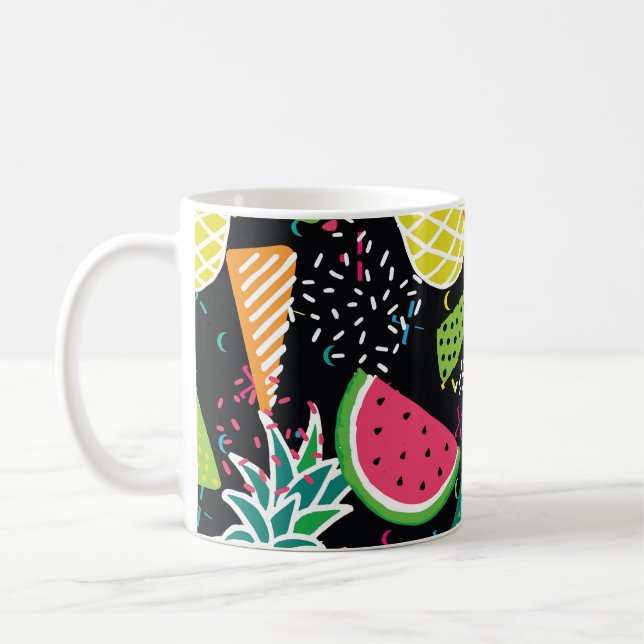 Wassermelone Ananas: Geometrisches nahtloses Muste Kaffeetasse (Links)
