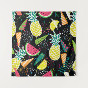 Wassermelone Ananas: Geometrisches nahtloses Muste Wandteppich