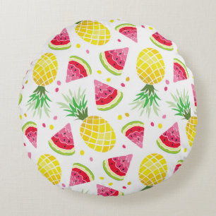 Wassermelone Ananas Sommer Nahtlose Printwerbung Rundes Kissen