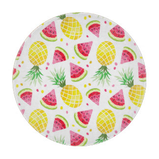 Wassermelone Ananas Sommer Nahtlose Printwerbung Schneidebrett