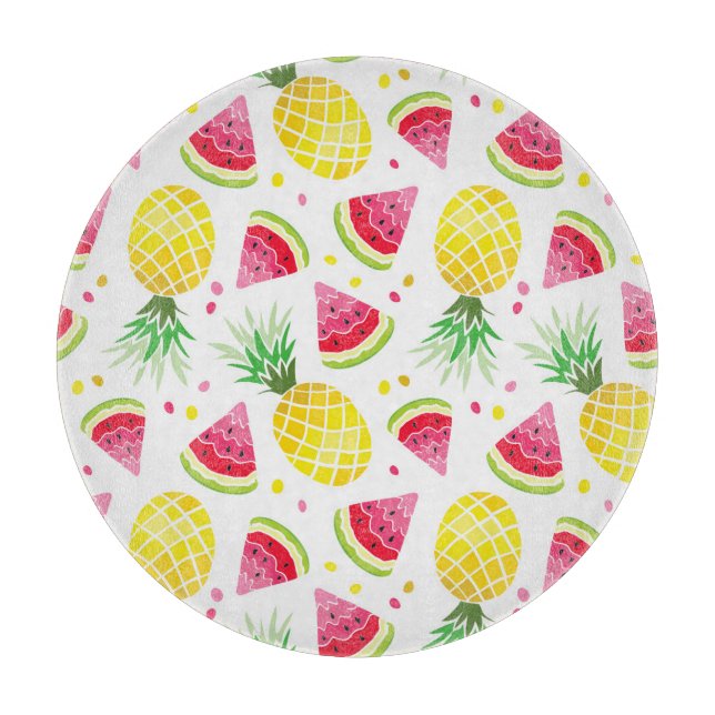 Wassermelone Ananas Sommer Nahtlose Printwerbung Schneidebrett (Vorderseite)