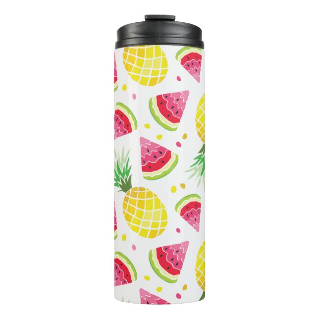 Wassermelone Ananas Sommer Nahtlose Printwerbung Thermosbecher (Vorderseite)