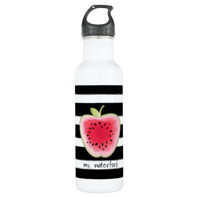 Wassermelone Apple Stripes personalisierten Lehrer Trinkflasche (Vorderseite)