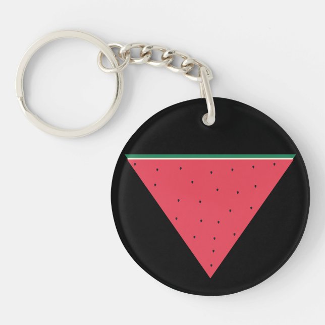Wassermelone auf invertiertem rotem Dreieck Schlüsselanhänger (Vorderseite)