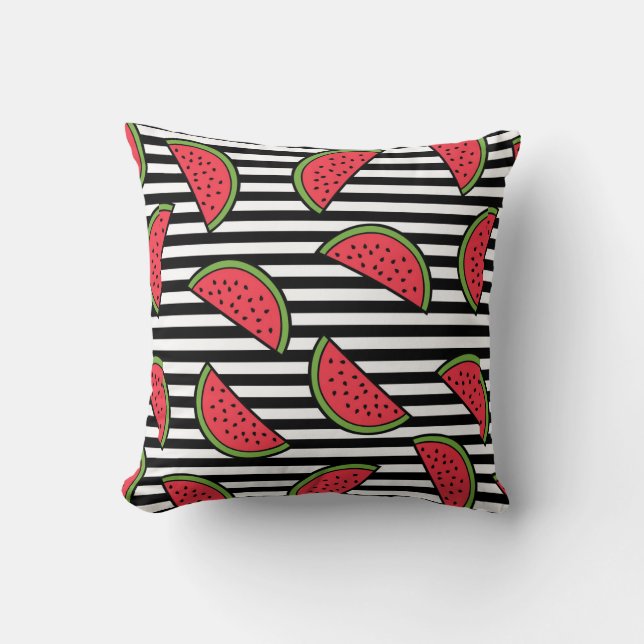 Wassermelone auf schwarzem u. weißem kissen (Vorderseite)