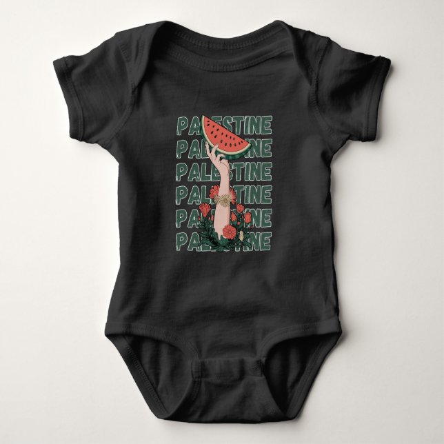 Wassermelone, Blume und freie Paläste Wiederholung Baby Strampler (Vorderseite)