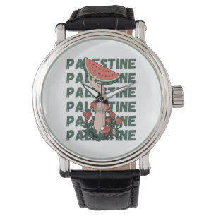 Wassermelone, Blume und Palestintext Wiederholen Armbanduhr