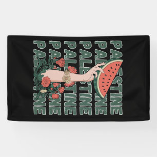 Wassermelone, Blume und Palestintext Wiederholen Banner