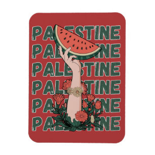 Wassermelone, Blume und Palestintext Wiederholen Magnet