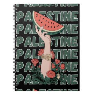 Wassermelone, Blume und Palestintext Wiederholen Notizblock
