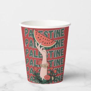 Wassermelone, Blume und Palestintext Wiederholen Pappbecher