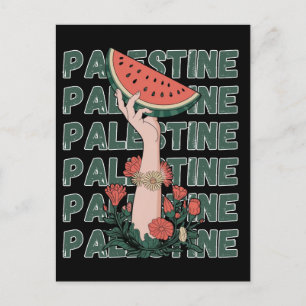 Wassermelone, Blume und Palestintext Wiederholen Postkarte