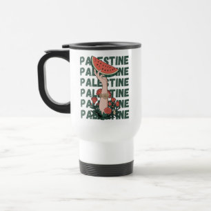 Wassermelone, Blume und Palestintext Wiederholen Reisebecher