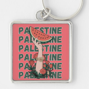 Wassermelone, Blume und Palestintext Wiederholen Schlüsselanhänger
