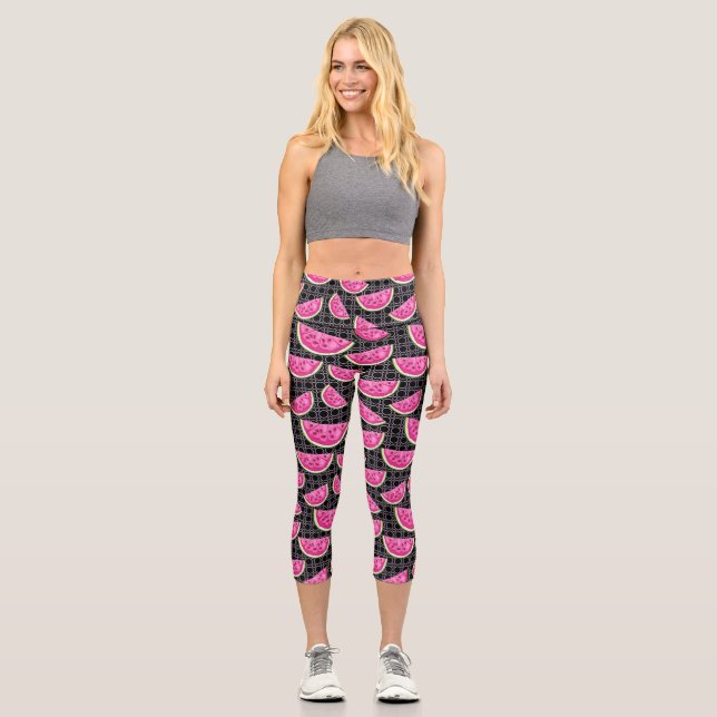 Wassermelone Capri Leggings (Vorderseite)