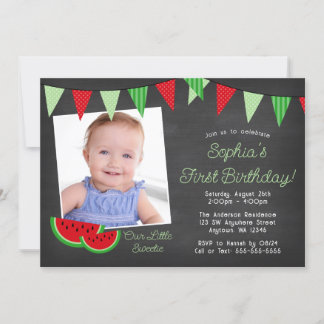 Wassermelone Chalkboard Foto Geburtstag Einladung