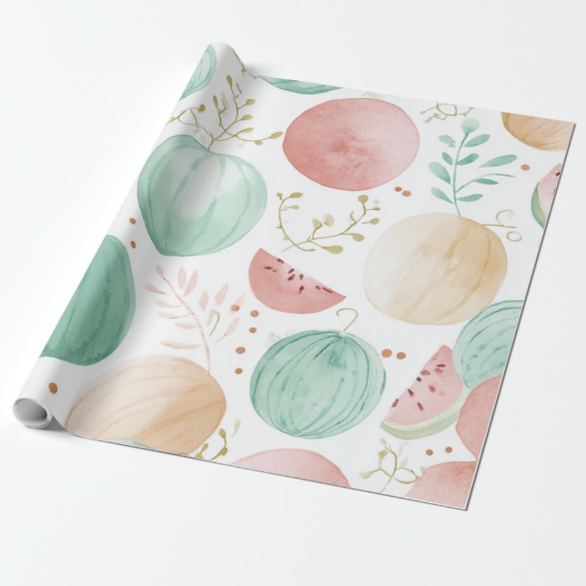 Wassermelone Cute Farbige Rosa Grün Geschenkpapier (Ungerollt)