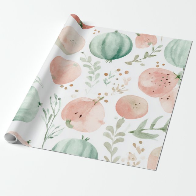 Wassermelone Cute Farbige Rosa Grün Geschenkpapier (Ungerollt)