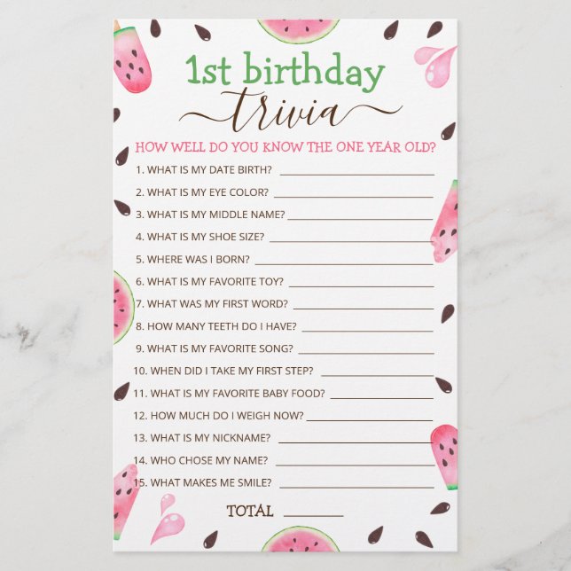 Wassermelone Eins in einem Melon 1. Geburtstag Tri (Vorderseite)