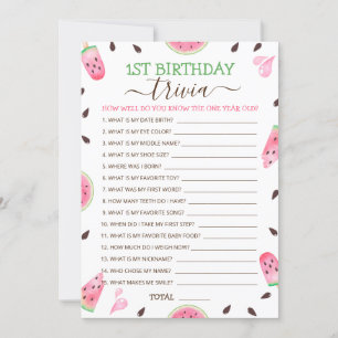 Wassermelone Eins in einem Melon 1. Geburtstag Tri Feiertagskarte