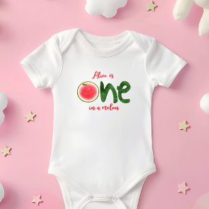 Wassermelone eins in einer Melone erster Geburtsta Baby Strampler