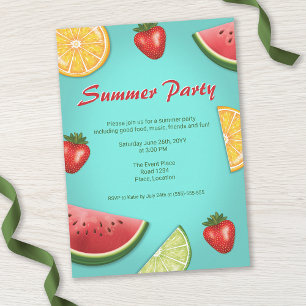Wassermelone Erdbeeren Limon Früchte Sommer Party Einladung