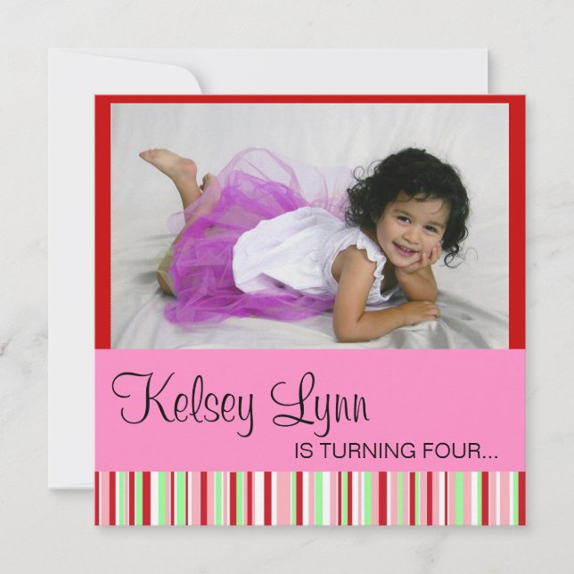 Wassermelone-Foto-rote rosa Einladung (Vorderseite)