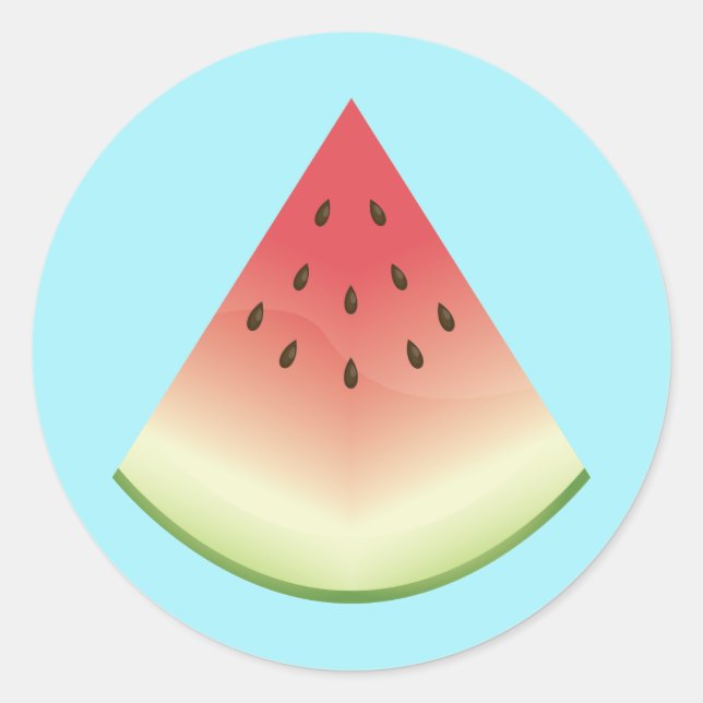 Wassermelone FruchtIllustration Slice auf blau Runder Aufkleber (Vorderseite)