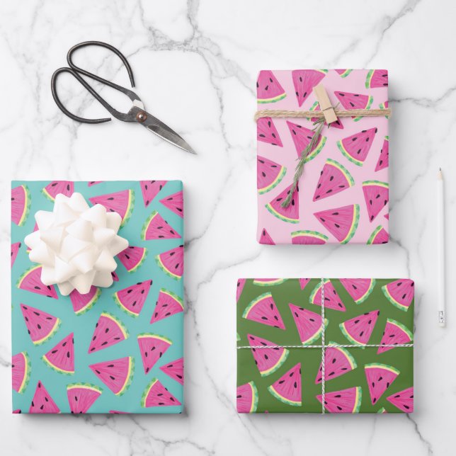 Wassermelone Fruchtmuster Geschenkpapier Set (Vorderseite)
