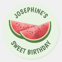 Wassermelone Fruchtscheiben auf Grün und Text Gebu