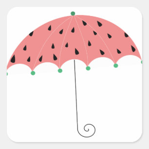 Wassermelone-Frühlings-Regenschirm Quadratischer Aufkleber