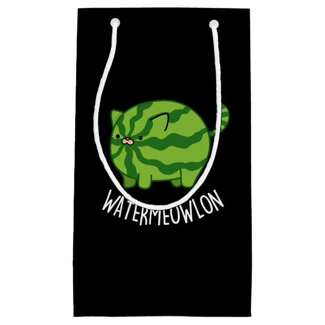 Wassermelone Funny Watermelon Kat Pun Dark BG Kleine Geschenktüte (Vorderseite)