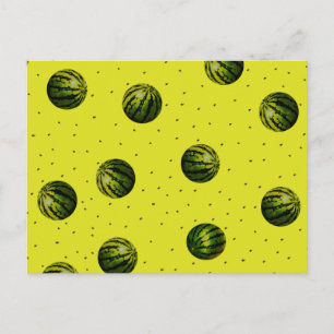 Wassermelone gelb mit Samen Postkarte