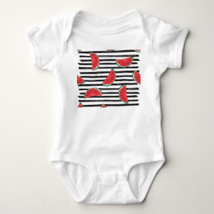 Wassermelone gestreift, Vintag nahtlos. Baby Strampler