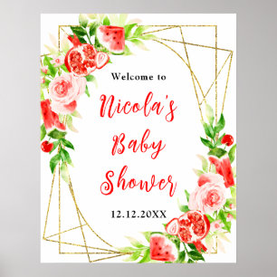 Wassermelone Granatapfel Baby Shower Willkommen Poster