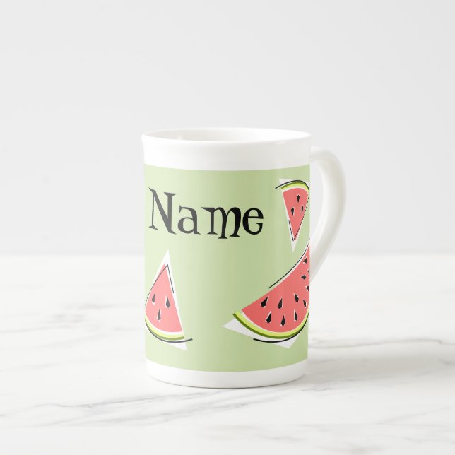 Wassermelone Green Pieces Name Prozellantasse (Vorderseite Rechts)