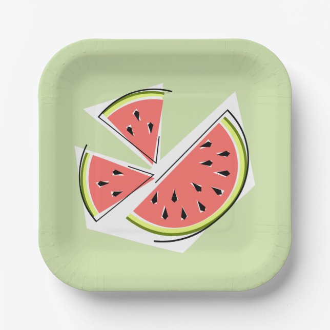 Wassermelone Green Pieces Square Pappteller (Vorderseite)