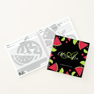 Wassermelone Grün Lemon Monogramm Rezepte Notizbuch