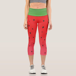 Wassermelone, grün und rot, mit Samen Capri Leggings
