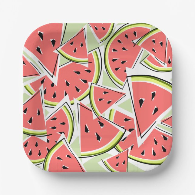 Wassermelone Grüner Platz Pappteller (Vorderseite)