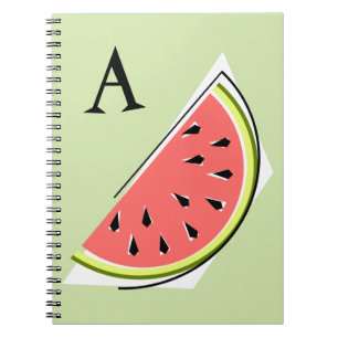 Wassermelone Grüner Schnitte Monogramm Notizblock
