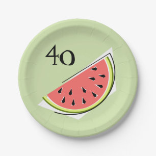 Wassermelone Grüner Slice 40 Jahre Papierplatten Pappteller
