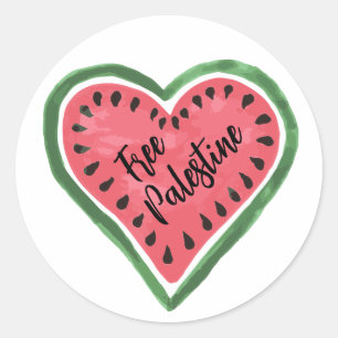 Wassermelone Herz "Frei Palästina" Runder Aufkleber